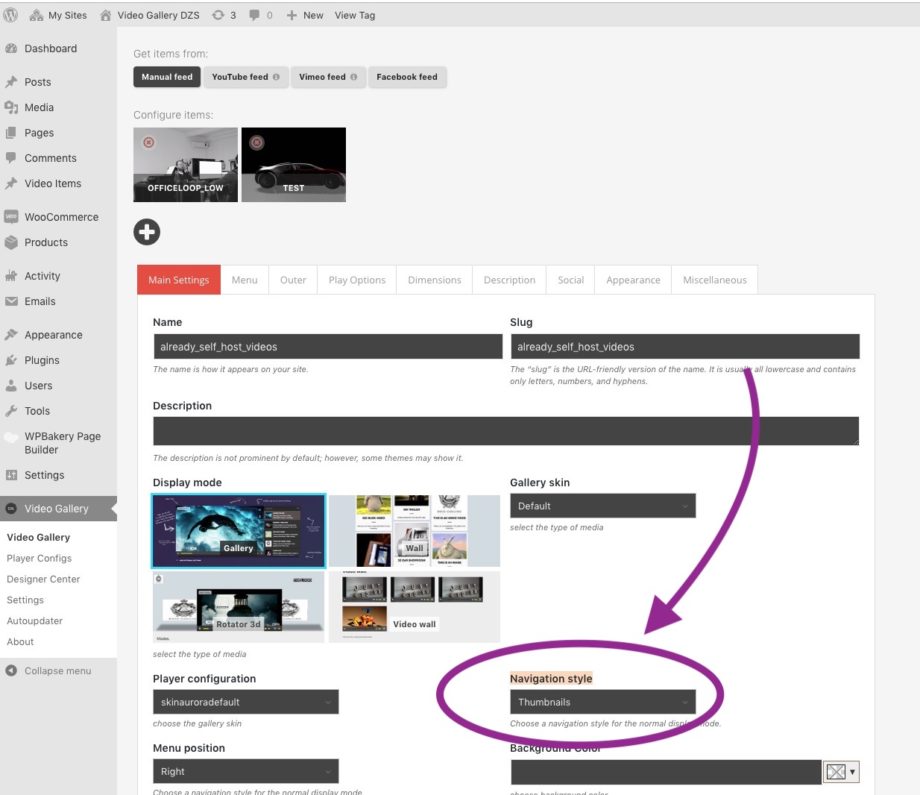 How to set navigation style to scrollbar Video Gallery WordPress Knowledge Base